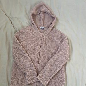 Olivia sky small fuzzy pink zip up jacket